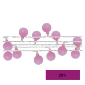 Obrázok produktu LED svetelná cherry reťaz – guličky 2,5 cm, 4 m, vonkajšia aj vnútorná, ružová, časovač