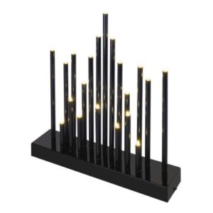 Obrázok produktu LED svietnik čierny, 27,5 cm, 3x AA, vnútorný, teplá biela, časovač