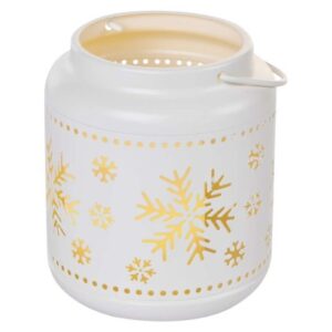 Obrázok produktu LED dekorácia – lampáš s vločkami kovová biela, 14 cm, 3x AAA, vnútorná, vintage