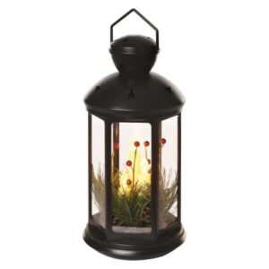 Obrázok produktu LED dekorácia – vianočný lampáš so sviečkami čierny, 35,5 cm, 3x C, vnútorný, vintage