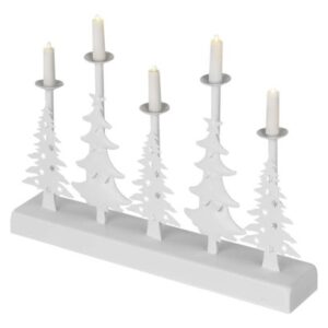 Obrázok produktu LED svietnik – vianočné stromy so sviečkami, 24 cm, 2x AA, vnútorný, teplá biela, časovač