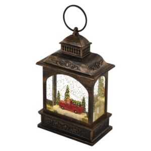 Obrázok produktu LED dekorácia – vianočný lampáš s autom, 21 cm, 3x AA, vnútorný, teplá biela, časovač