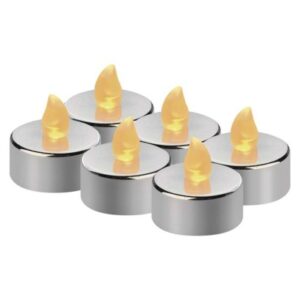 Obrázok produktu LED dekorácia – 6x čajová sviečka strieborná, 6x CR2032, vnútorná, vintage