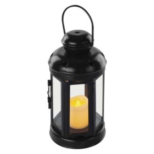 Obrázok produktu LED lampáš čierny, okrúhly, 18,5 cm, 1x CR2032, vnútorný, vintage, časovač