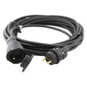 Obrázok produktu Vonkajší predlžovací kábel 15 m / 1 zásuvka / čierny / guma / 230 V / 1,5 mm2