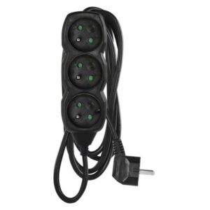 Obrázok produktu Predlžovací kábel 3 m / 3 zásuvky / čierny / PVC / 1,5 mm2