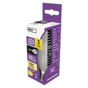 Obrázok produktu LED žiarovka Filament sviečka / E14 / 3,4 W (40 W) / 470 lm / teplá biela