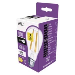Obrázok produktu LED žiarovka Filament A60 / E27 / 3,4 W (40 W) / 470 lm / neutrálna biela