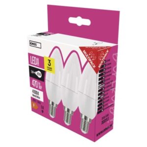 Obrázok produktu LED žiarovka Classic sviečka / E14 / 5 W (40 W) / 470 lm / neutrálna biela