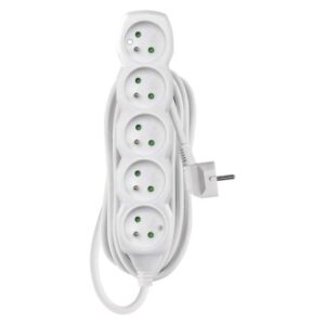 Obrázok produktu Predlžovací kábel 10 m / 5 zásuviek / biely / PVC / 1,5 mm2