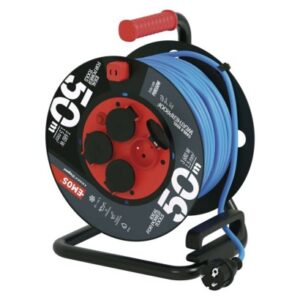 Obrázok produktu Weatherproof navijak kábla 50 m / 4 zásuvky / modrý / silikónový / 230 V / 1,5 mm2