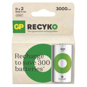 Obrázok produktu Nabíjacia batéria GP ReCyko 3000 (D) 2 ks