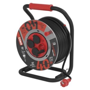 Obrázok produktu Vonkajší predlžovací kábel na bubne 40 m / 4 zás. / čierny / guma-neoprén / 230V / 2,5 mm2