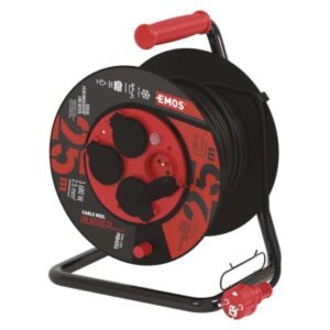 Obrázok produktu Vonkajší predlžovací kábel na bubne 25 m / 4 zás. / čierny / guma-neoprén / 230V / 2,5 mm2