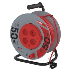Obrázok produktu Predlžovací kábel na bubne 50 m / 4 zásuvky / čierny / PVC / 230 V / 1,5 mm2