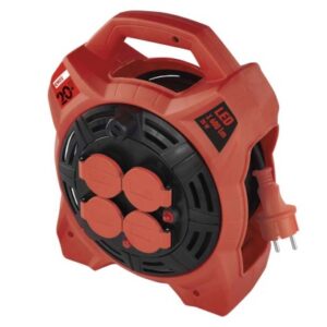 Obrázok produktu Vonkajší predlž. kábel na bubne 20 m / 4 zás. / guma / 230 V / 1,5 mm2 s reflektorom LED