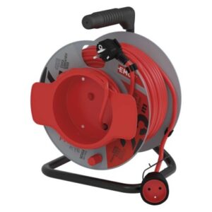 Obrázok produktu Predlžovací kábel na bubne 25 m / 1 zásuvka / červený / PVC / 230 V / 1,5 mm2