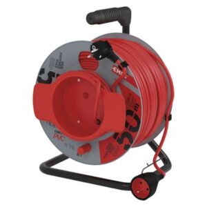 Obrázok produktu Predlžovací kábel na bubne 50 m / 1 zásuvka / červený / PVC / 230 V / 1,5 mm2
